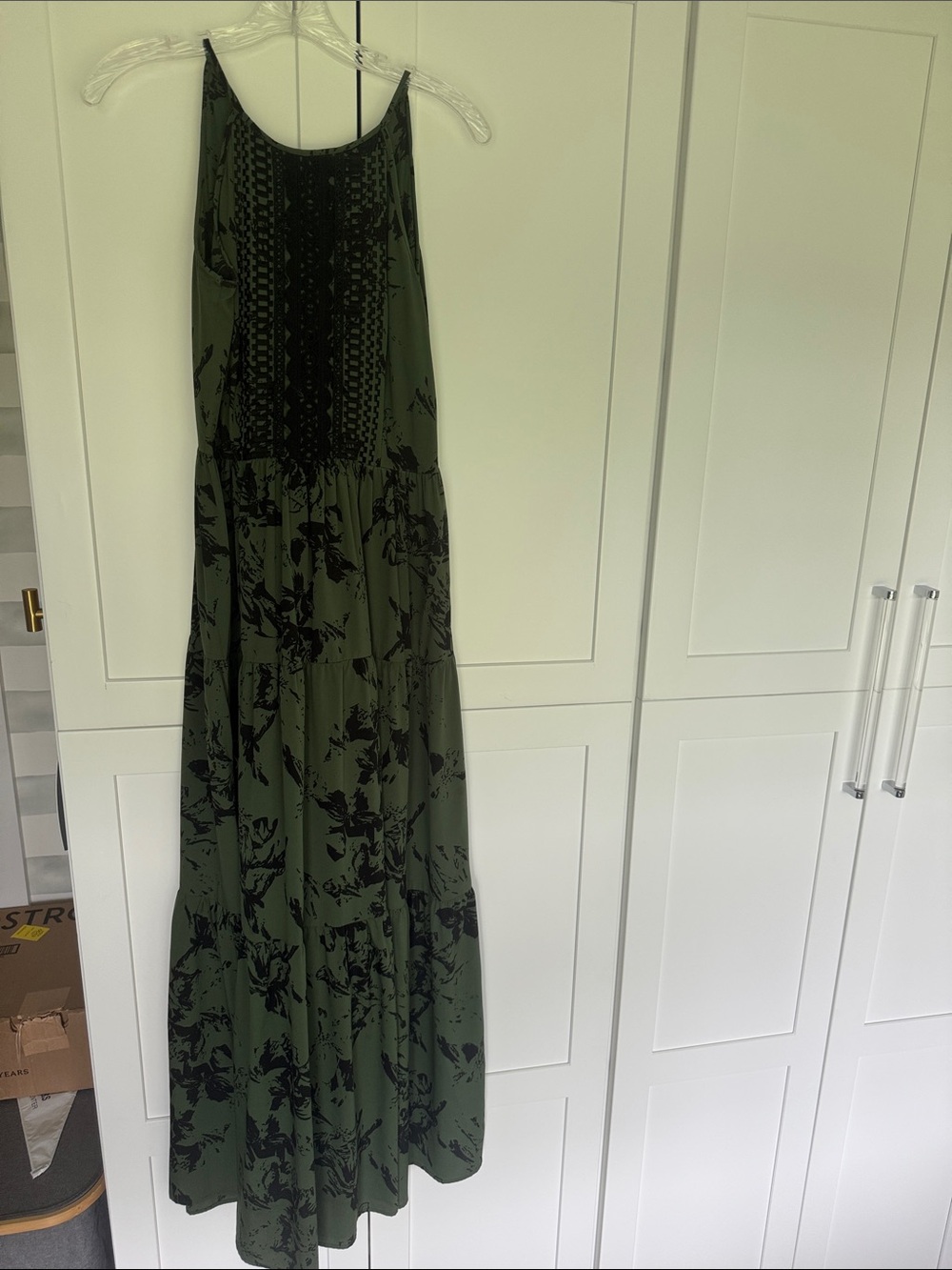Ranna Gill Olive Green and Black Floral Maxi Dress